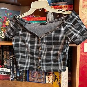 Medium Black plaid crop top